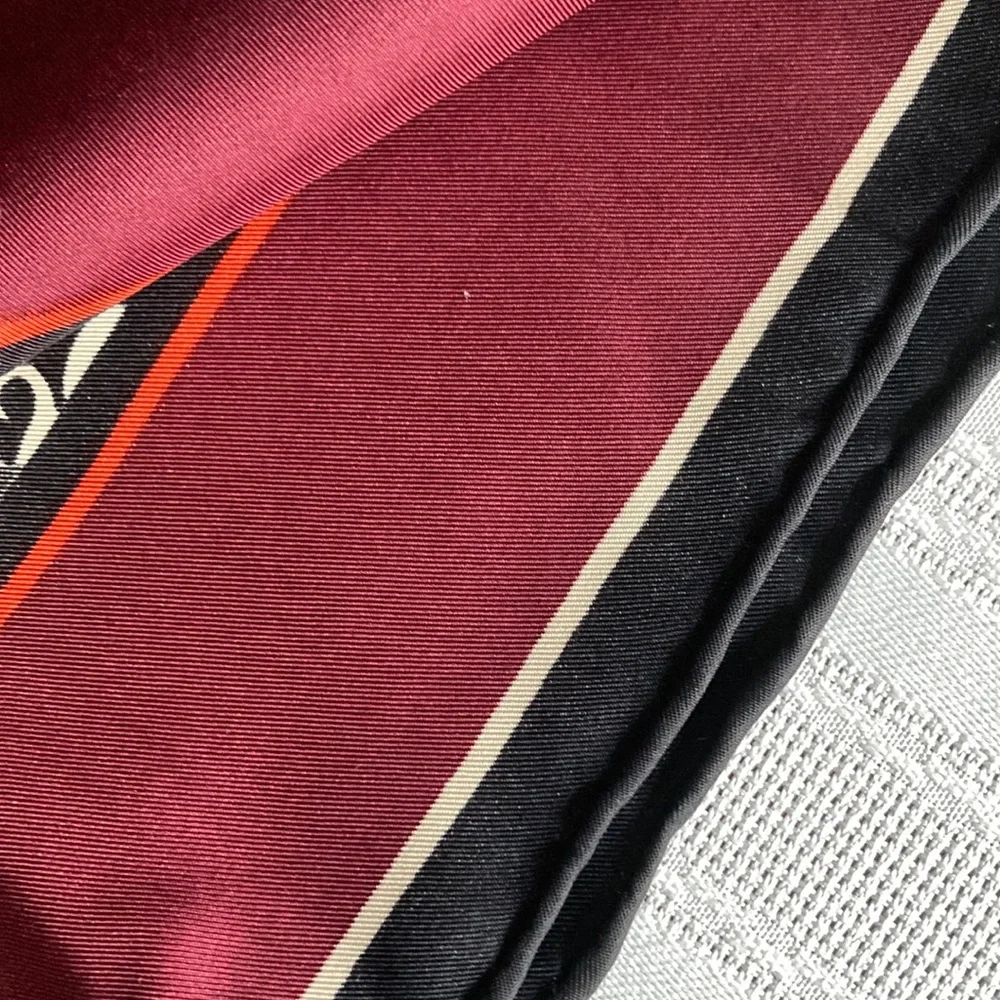 Vintage Liberty of London Silk Scarf with Rich Burgundy and Orange 34”x34” - Picture 2 of 6